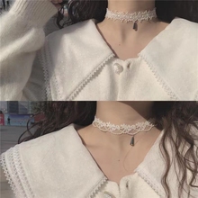 Free shipping super fairy white lace choker Korean temperament soft girl Japanese collar sweet necklace collarbone chain neck chain