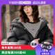 ELLE90白鸭绒黑色立领长款羽绒服女2024冬装新款保暖外套