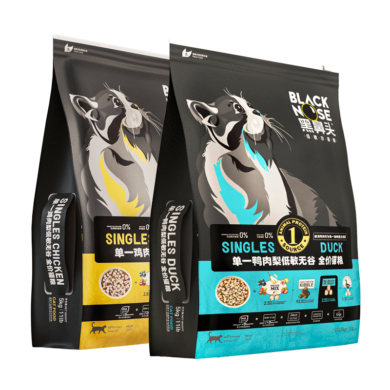 
Black nose cat food 5kg chicken, duck, pear single hypoallergenic grain-free full price adult cat and kitten food staple food 1.5kg