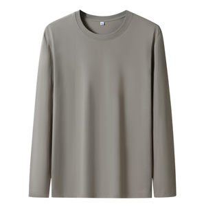 
100% cotton men's T-shirt long-sleeved spring and autumn loose large-size couple tops bottoming shirt solid color T-shirt autumn clothes