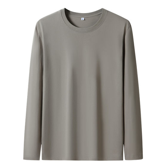 
100% cotton men's T-shirt long-sleeved spring and autumn loose large-size couple tops bottoming shirt solid color T-shirt autumn clothes