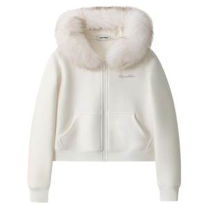 
CLIMAX VISION Warm double-sided velvet removable fur collar hooded cardigan jacket/velvet scimitar sweatpants