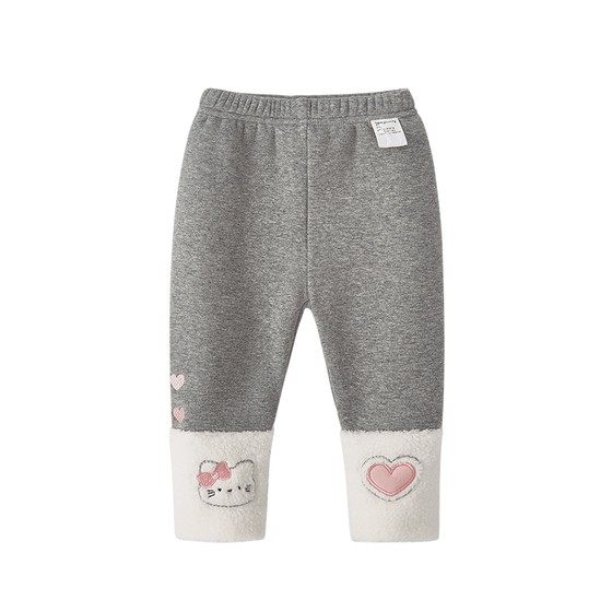 
[Anti-bacterial far infrared] Pants for girls, children's autumn and winter new sweet plush trousers, gray leggings, baby girl