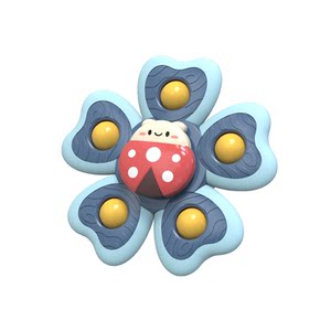 Baby suction cup spinning toy cartoon silicone can bite baby's bath table gyro will rotate from 0 to 1 years old