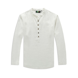 
Nanxin Chinese linen shirt men's 2026 early spring new ramie long-sleeved T-shirt large size loose top brocade