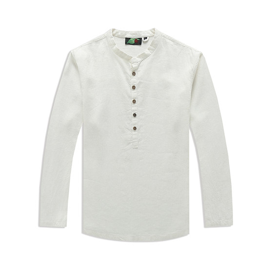 
Nanxin Chinese linen shirt men's 2026 early spring new ramie long-sleeved T-shirt large size loose top brocade