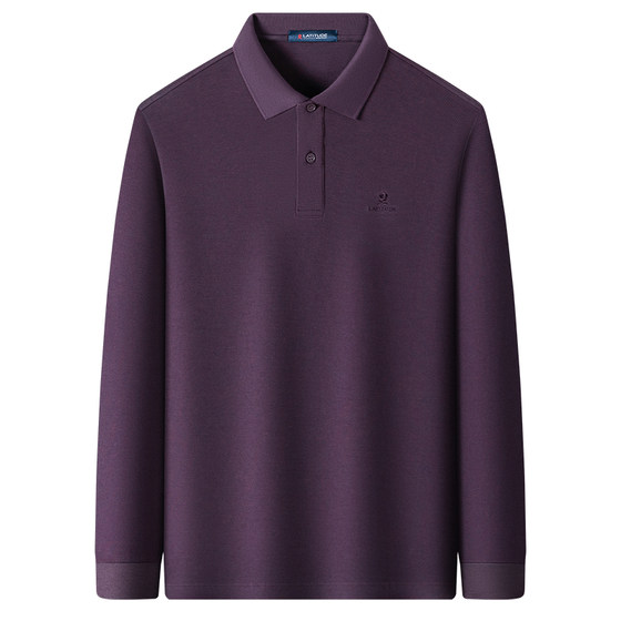 [Mercerized long-staple cotton] Montagut men's long-sleeved polo shirt spring top lapel pure cotton T-shirt men's dad J