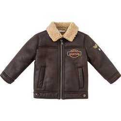 David Bella Children's Motorcycle Clothing Boy Baby Brown Velvet Bomber Jacket Leather Jacket Cotton Jacket