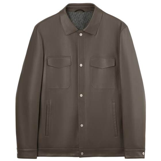 Powerful men's leather jacket business lapel high-end sheepskin leather jacket leather jacket