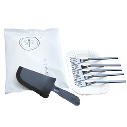 Cake plastic disposable plate and fork custom cutlery set