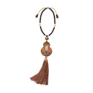 
Ebony pear wood gourd car pendant peace and auspicious jade car rearview mirror interior pendant tassel pendant