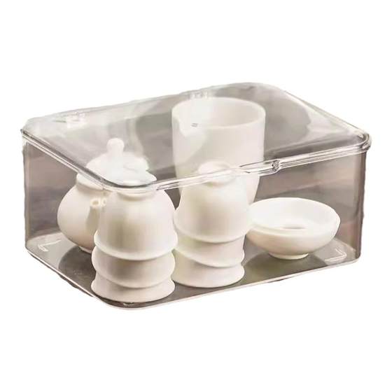 Tea furniture storage box with dustproof and transparent coffee table desktop tea cup sort out and store kung fu tea pots