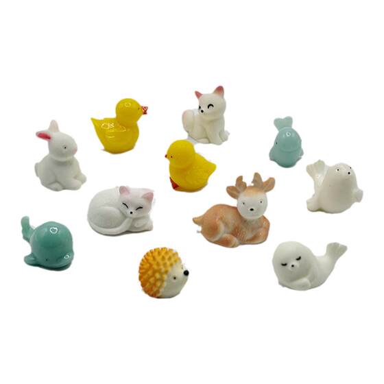 
Miniature miniature, simulated animal model, rabbit, duck, chicken, fox, hedgehog, hand-made doll, micro landscape ornament