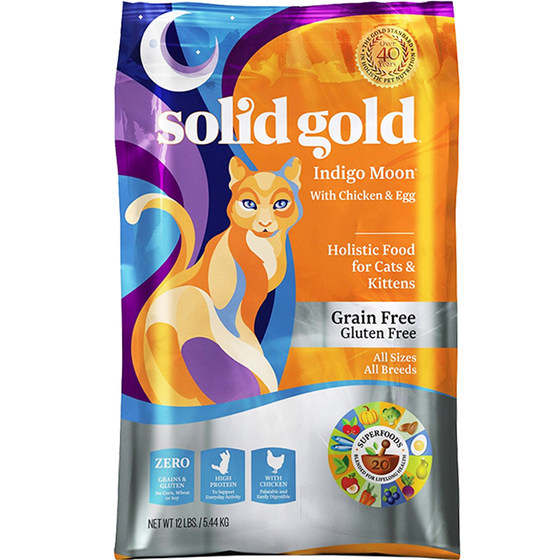 
Solid Gold cat food 12 pounds gold chicken salmon adult cats and kittens staple food