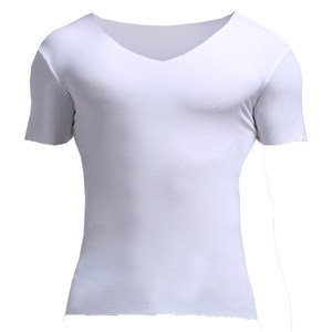 Model tight half -sleeved shirt, thin solid color men's non -trace short -sleeved T -shirt big V -neck bottom shirt slim underwear