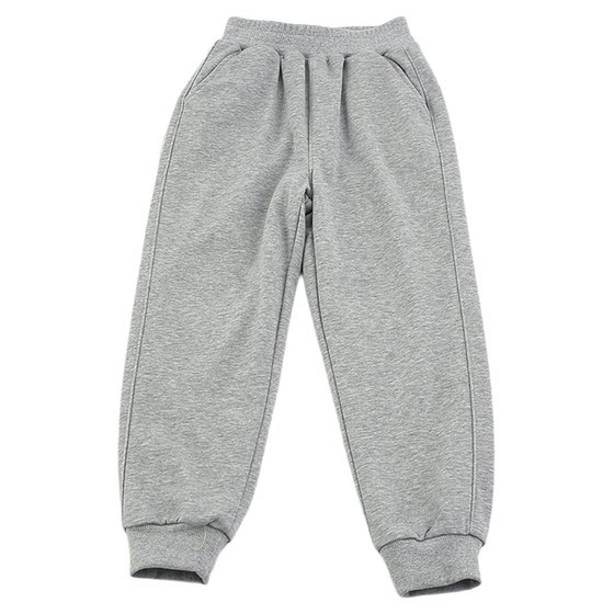 
Clean version double-layered sports pants for boys and girls, children's school uniform pants, autumn and winter casual warm pants for middle and large children