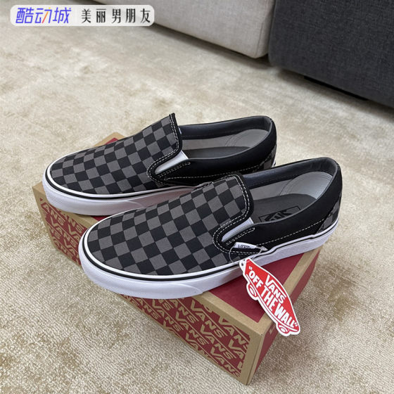 VANS黑灰棋盘格子范斯 Slip on一脚蹬低帮情侣帆布鞋VN000EYEBPJ