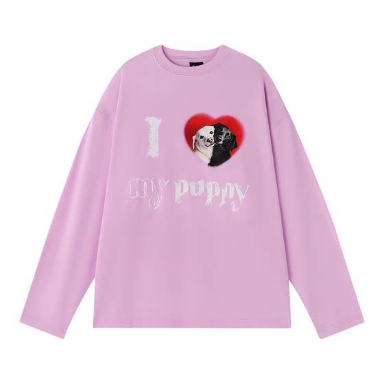 
BJHG reckless puppy basic long-sleeved T-shirt men's spring American casual inner base couple T-shirt for women