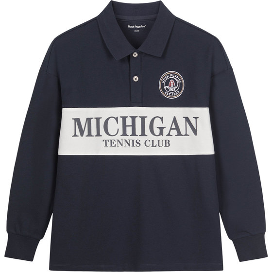 
Hush Puppies children's clothing boys' long-sleeved polo shirts spring new big children's simple T-shirts children's casual versatile tops