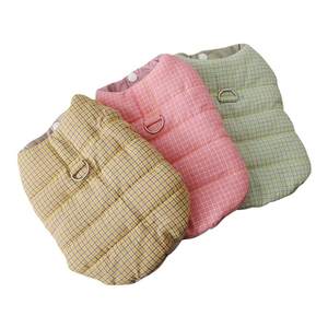 
Puppy clothes with traction ring for autumn and winter Yorkshire outdoor stain-proof sleeveless cotton clothes fashionable casual two-legged clothes