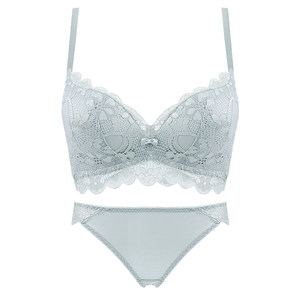 Lace underwear no steel ring, small chest gathered in summer adjustment girl set, breast harvest, pair of milk, anti -drooping bra