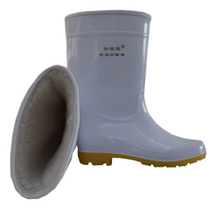 
White food rain boots sanitary rain boots medium and high tube anti-slip water shoes men and women water boots acid and alkali oil food cotton rain boots