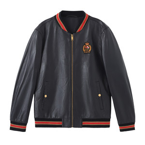 
Reddy Pole men's genuine leather leather jacket 2025 autumn and winter new baseball neck sheepskin black leather jacket men's