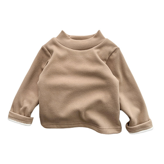 
Children's autumn and winter clothing, velvet bottoming shirts, boys' inner tops, baby girl's thickened clothes, infant long-sleeved T-shirts