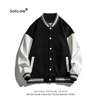 Salicale/Sanlika Retro Simple Contrasting Color Stitching Baseball Jacket Мужская бренда прилив.