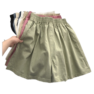 Super Fire CEC CEC Pure Cotton Loose Waist Wide Leg Pants Female Xia Han Edition Loose High waist Press home sports casual shorts
