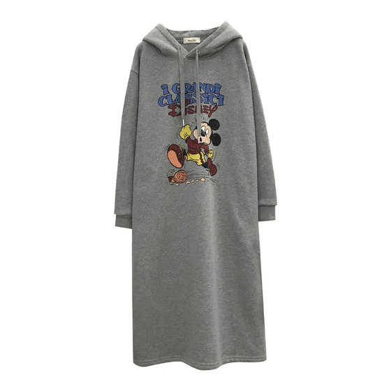 
Nuochu maternity clothing for age reduction Mickey hooded sweatshirt skirt winter casual lazy dress pure cotton long-sleeved long skirt