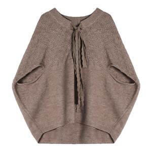 
Er Sheep Design [Camel Curtain] Atmosphere Retro Cape Coat Women's Winter Loose Lazy Thousand Gold Style Pullover Sweater