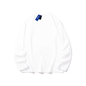 
Buy one get one free 260g heavyweight long-sleeved T-shirt for men pure cotton solid color white white t-shirt inner layering top women's bottoming shirt