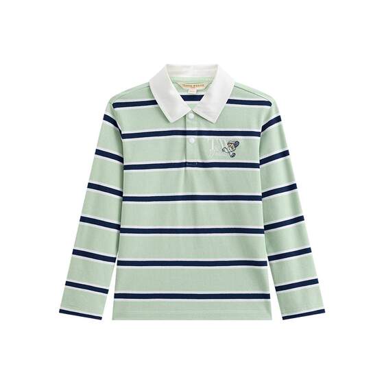 
TeenieWeenie Kids Bear children's clothing 26 spring new boys college striped polo collar long-sleeved cotton T-shirt