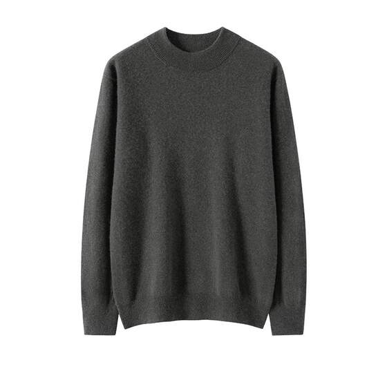 Half turtleneck 100% pure cashmere sweater for men in autumn and winter new long-sleeved pullover knitted base mid-collar warm sweater