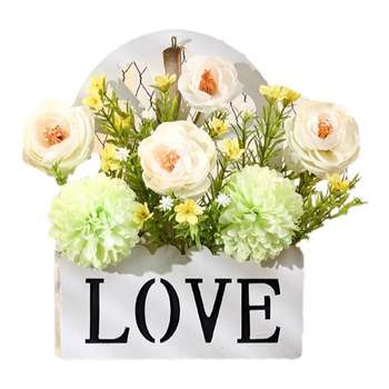 Hanging wall fake flower simulation flower decoration wall wall wall flower basket indoor living room hanging home fence wall hanging dried flowers
