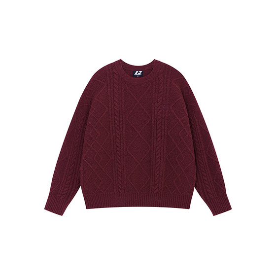 
FORNINES contains wool lazy style round neck sweater men's trendy brand autumn and winter solid color sweater couple casual sweater