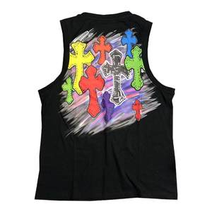2023 Summer Summer New Water Color Cross -Stroke Printing Men and Women Cotton Khan Personal Personal Niche Street Youth Tide Vest