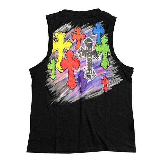2023 Summer Summer New Water Color Cross -Stroke Printing Men and Women Cotton Khan Personal Personal Niche Street Youth Tide Vest