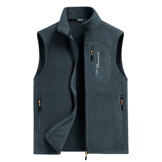 JEEP Jeep Fleece Vest Men 2025 Spring and Autumn New Multi-Pocket Outdoor Casual Vest Fleece Horse Clip Men
