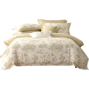 
Mercury Home Textile 60-piece long velvet cotton tribute satin four-piece set Class A antibacterial kit French printed quilt cover bed linen bedding