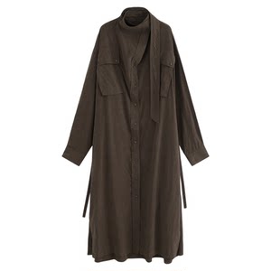 
Azure gentle style trench coat, loose commuter coat, mid-length versatile commuter coat, women