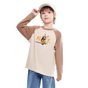 
Mark Huafei 2026 spring antibacterial season new children's clothing boys' bottoming shirt long-sleeved children's T-shirt contrasting color hey jz