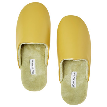 Simple PU leather water anti -anti -sliding home indoor cotton slippers
