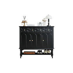 French solid wood entryway shoe cabinet with large capacity and multiple layers