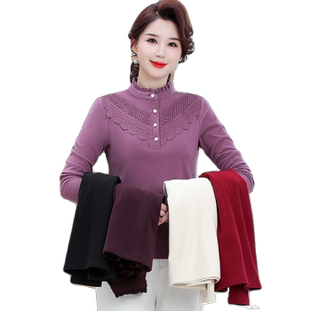 Middle -aged mother's long -sleeved virtue bottom shirt

