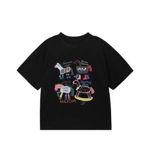 
Pudding Haru Summer Clothing Children's Clothing Girls Printed Short-Sleeved T-Shirt 2026 Summer New Children's Cotton Round Neck Top