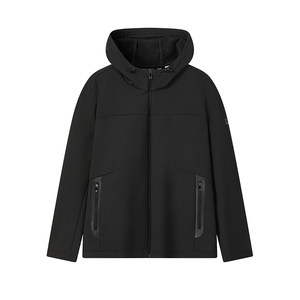 
FILA official men's woven jacket 2026 spring new simple basic plus velvet black hooded top