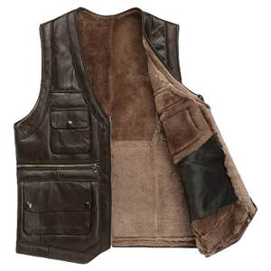 Ferry vest male fur integrated autumn and winter wool vest thickened sheep skin shoulder shoulder middle elderly father pretend