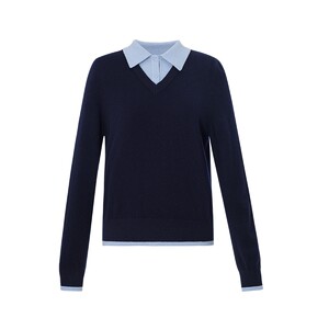 
The first drop of Gloria fake two-piece woolen sweater tops women's autumn and winter new style Kochi wear sweater